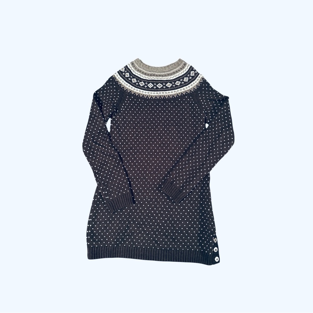 Militias Black and White Knit Sweater Dress with Hearts Size 10